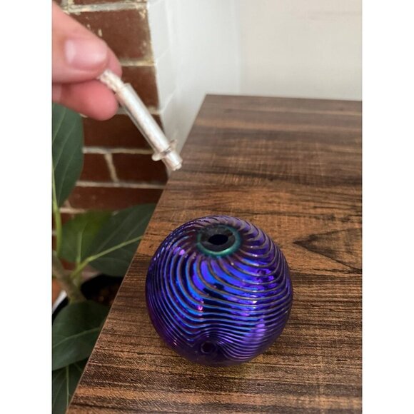 Iridescent Glass Oil Lamp with Wick - Picture 5 of 10